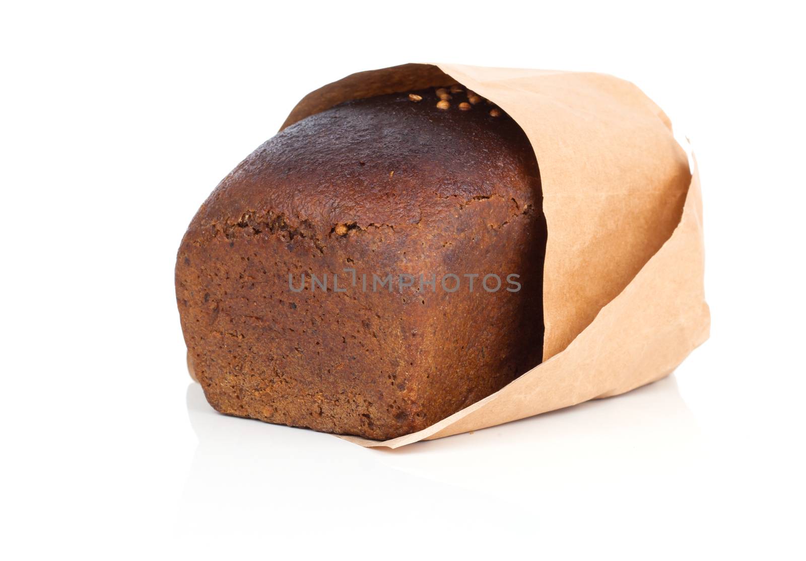 Rye bread slice isolated on white background by motorolka