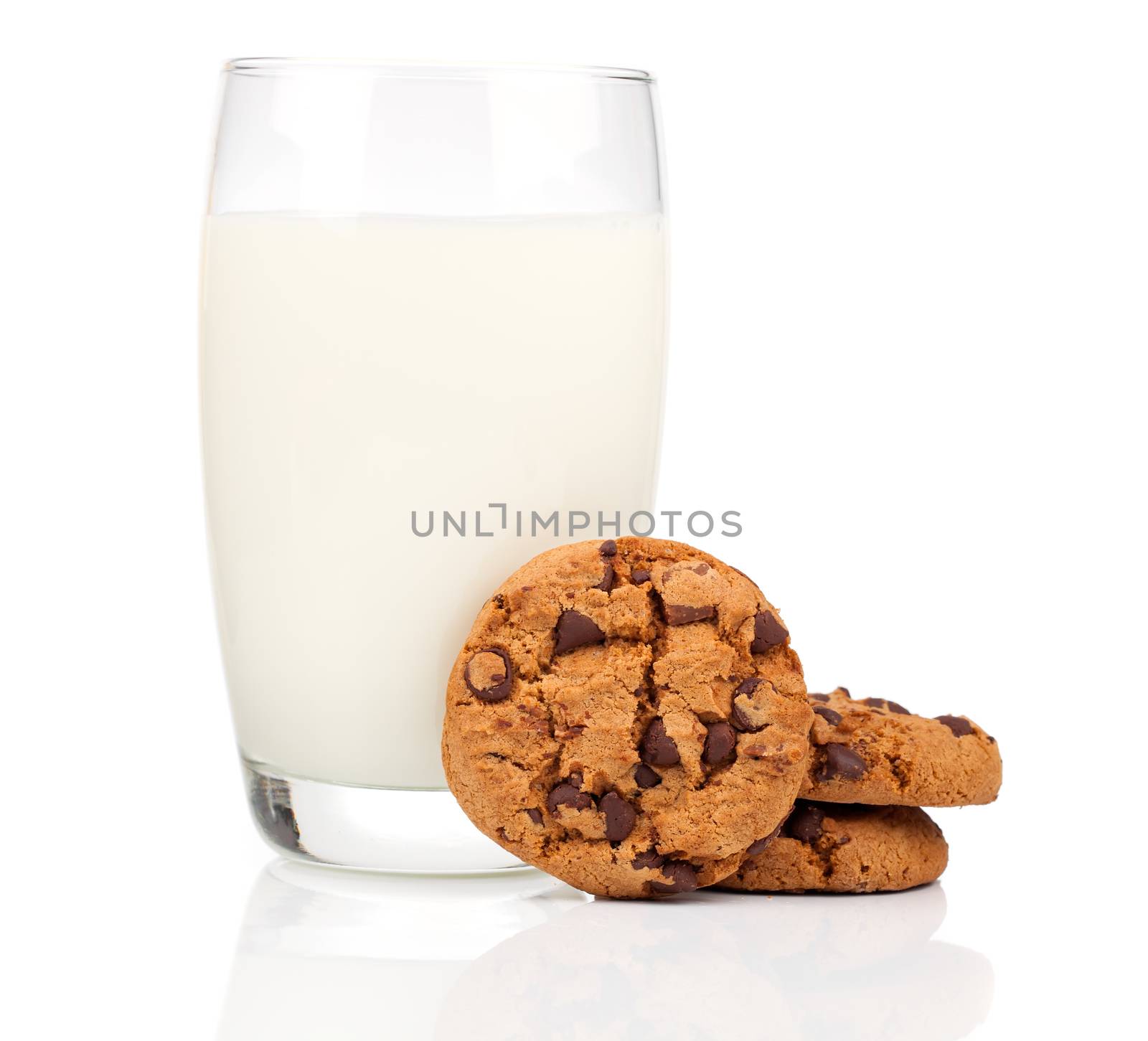 Glass of milk and cookies isolated on white by motorolka