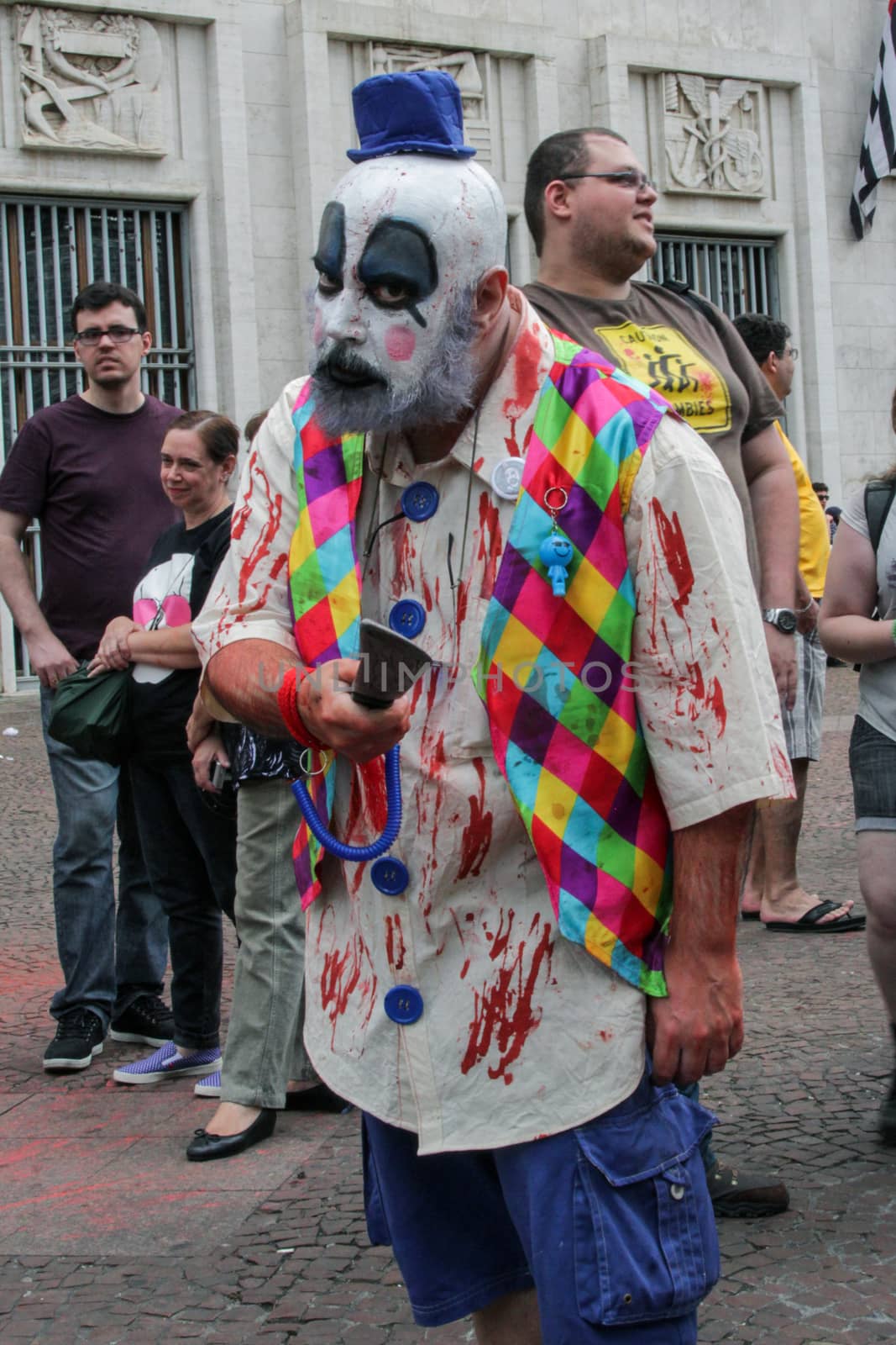 Sao Paulo, Brazil November 11 2015: An unidentified man in clown costumes in the annual event Zombie Walk in Sao Paulo Brazil.