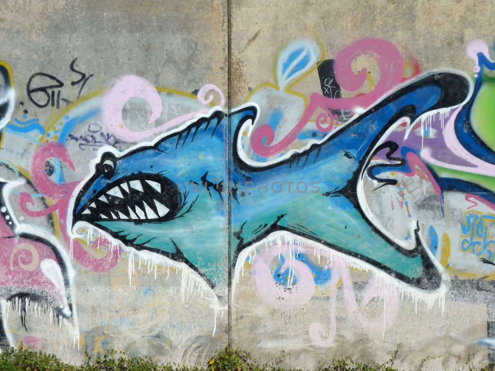 graffiti on embankment walls in the city of Volgograd