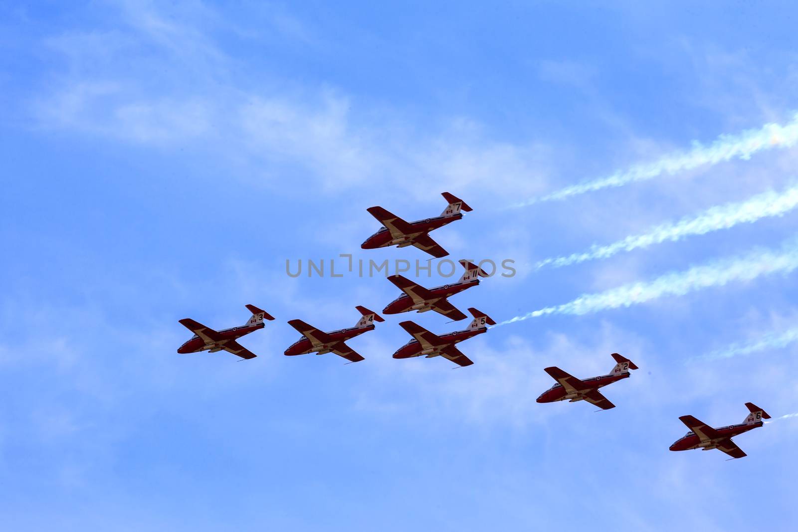 LETHBRIDGE CANADA - JUN 25, 2015: Royal Canadian Air Force CF-18 Hornet tactical fighter aircraft displaying flight agility at the Wing Over Lethbridge  Airshow