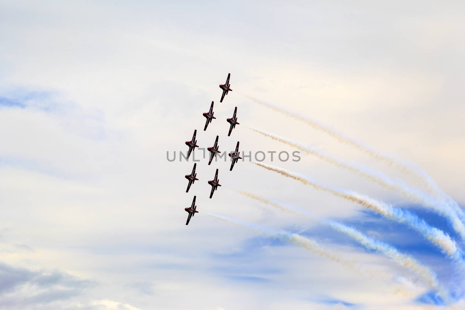 LETHBRIDGE CANADA - JUN 25, 2015: Royal Canadian Air Force CF-18 Hornet tactical fighter aircraft displaying flight agility at the Wing Over Lethbridge  Airshow