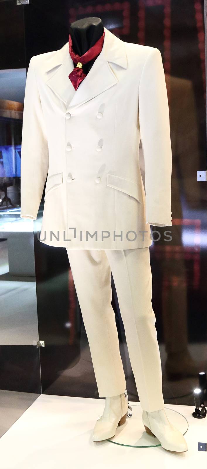 UK, London: Priscilla Presley has showcased Elvis memorabilia at a new exhibition at the 02 Arena in London, on November 3, 2015. The Aztec Sundial Suit worn by the King during his last performance can be seen along with over 300 other artefacts, including cars, guitars and iconic stage costumes. The Elvis at the O2 exhibition chronicles the rise of the rock 'n' roll icon and will be open to the public on December 12, 2015.