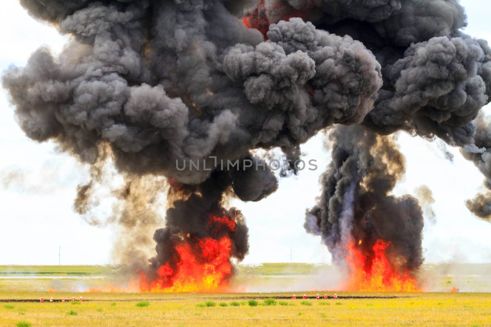 Large fireball with thick black smoke