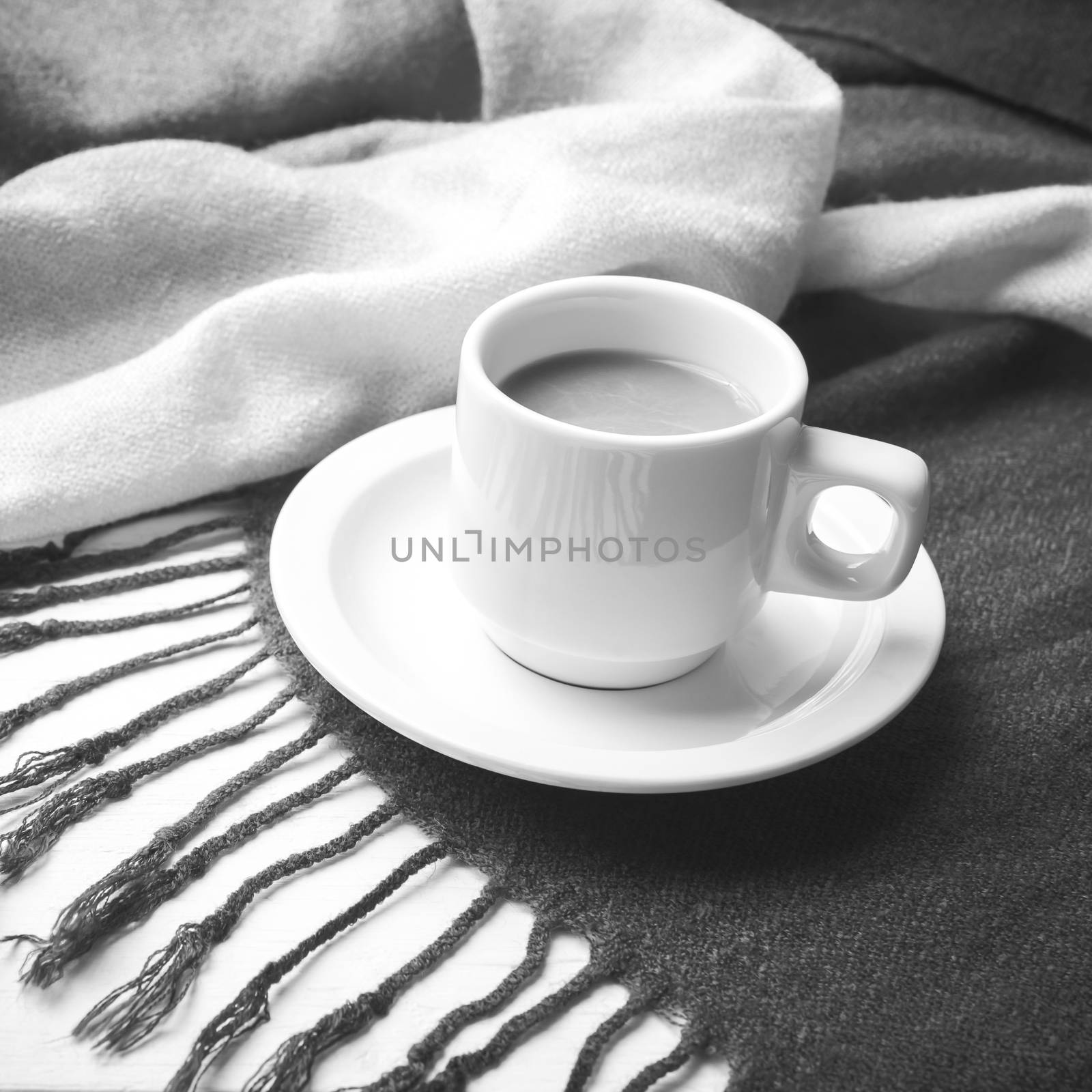 coffee and scarf background black and white color by ammza12
