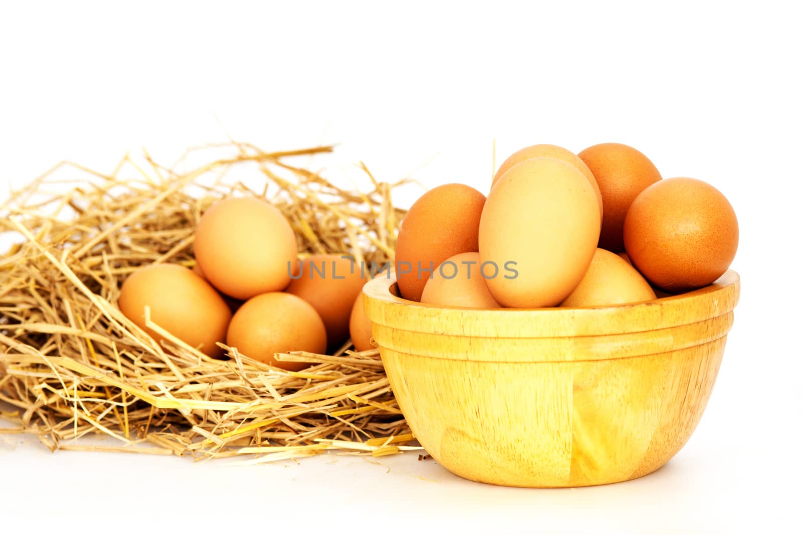 Egg, Chicken Eggs in a basket and a bowl  by Yuri2012