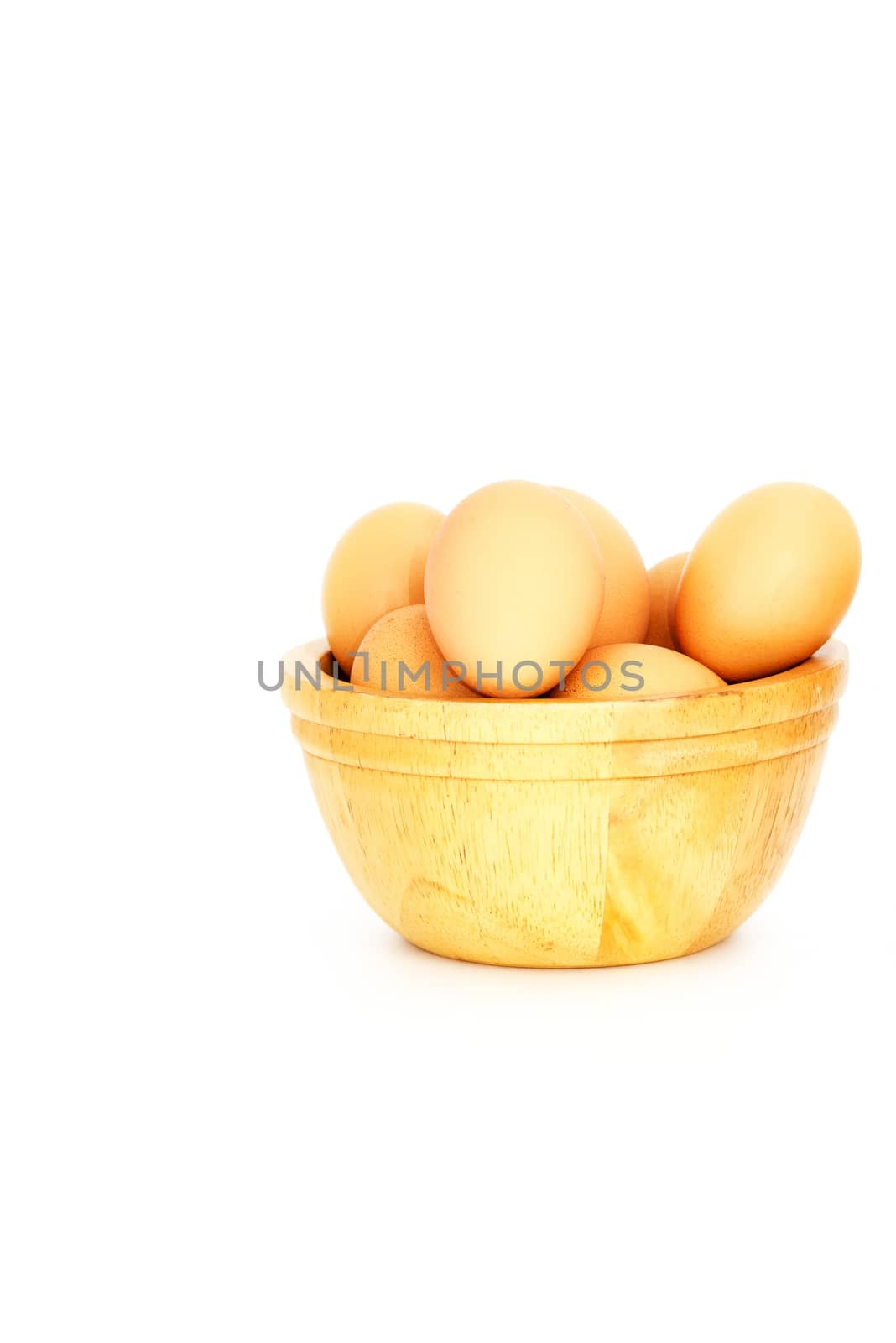 Egg, Chicken Eggs in  a bowl isolate on white by Yuri2012