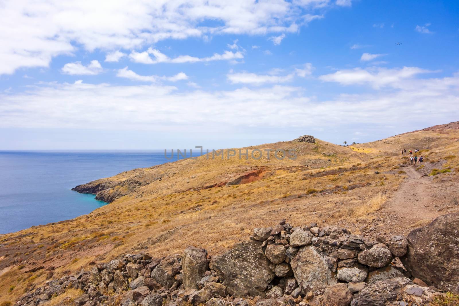 On the hike trail named Cais do Sardinha, a famous trail for hikers on island of Madeira.