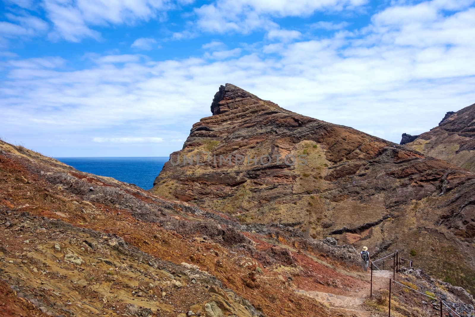 Mountainous landscape near rock gate Ponta do Furado - east of Madeira
