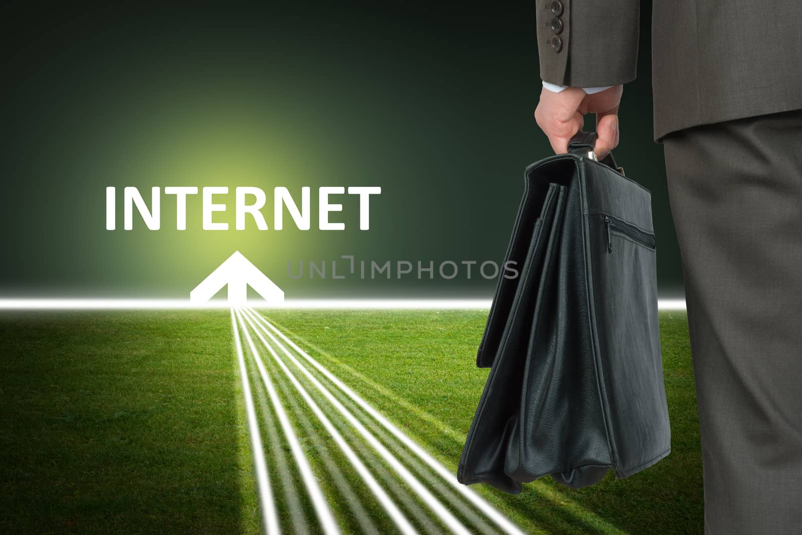 Businessman with case and word internet by cherezoff