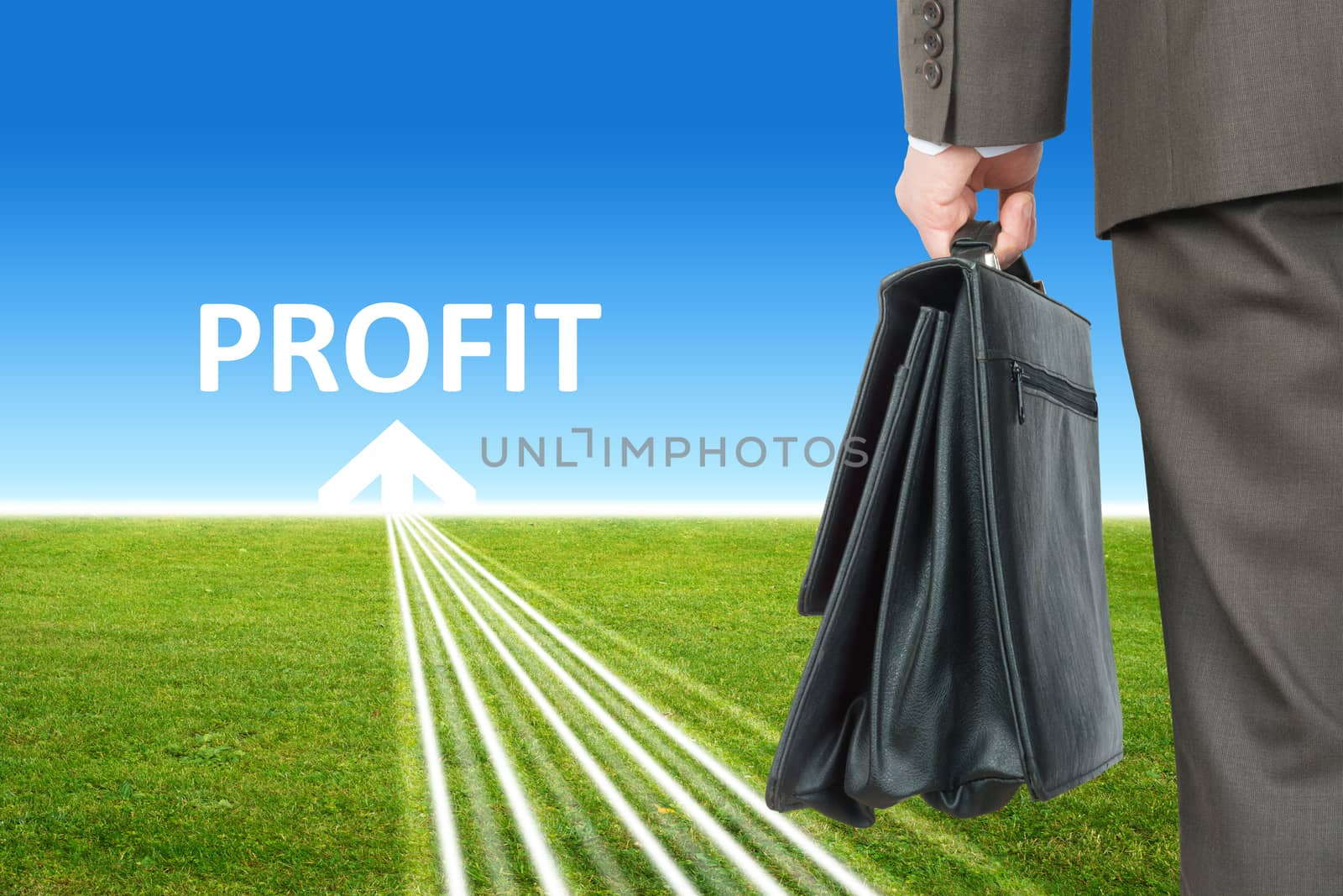 Businessman with case and word profit by cherezoff