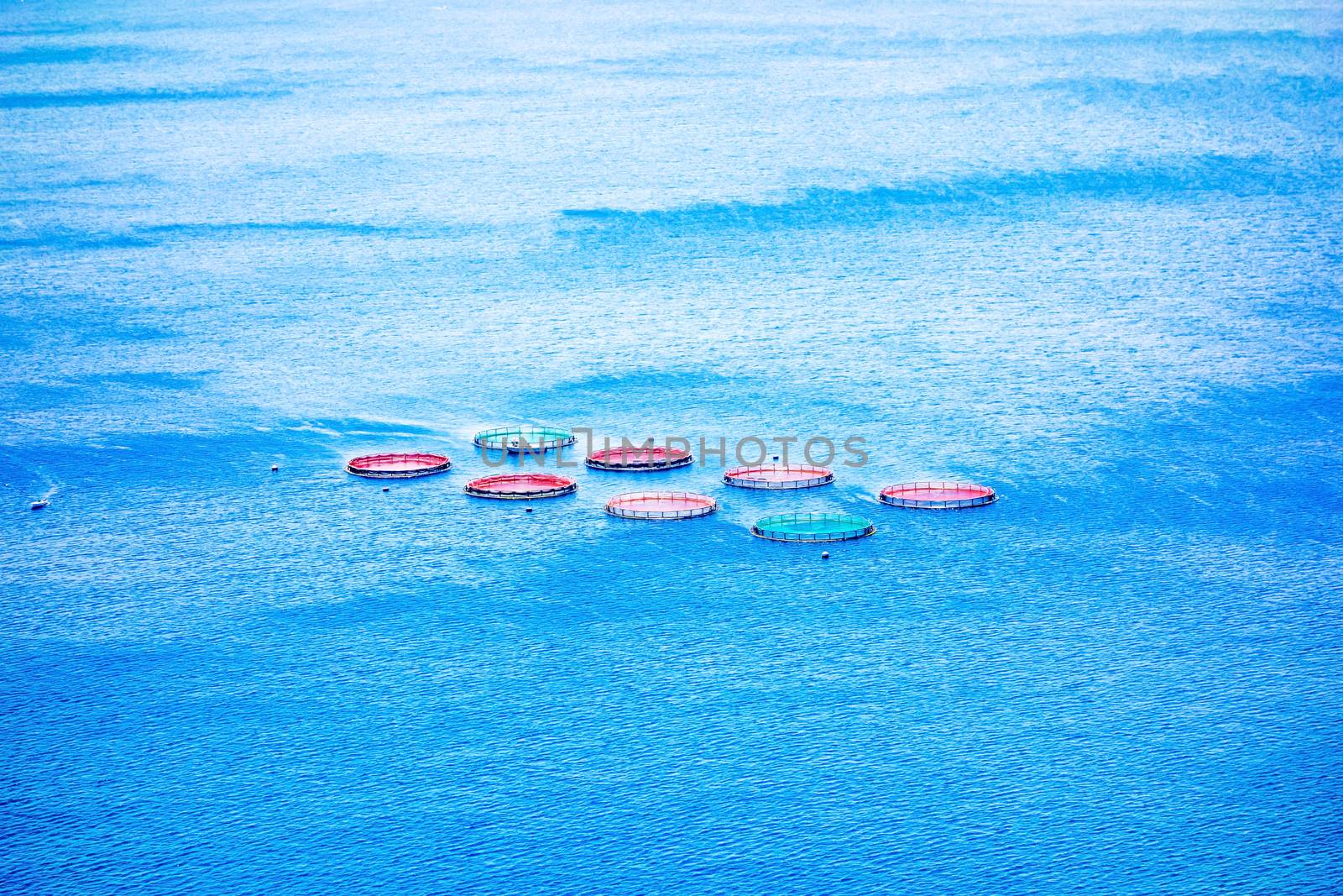 Fish farm, offshore in the Atlantic Ocean, Madeira Island