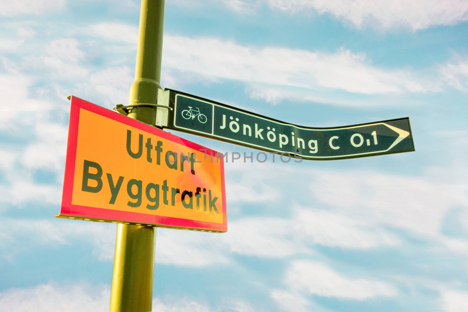 Traffic sign to Jonkoping city