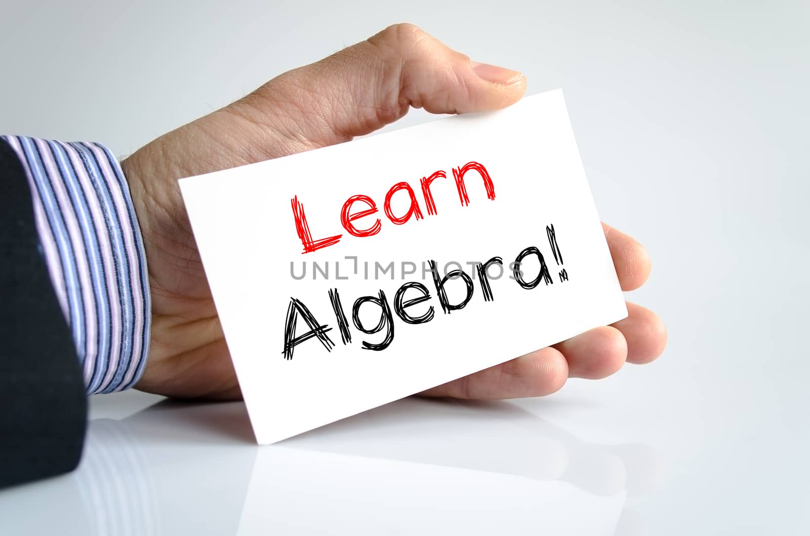 Learn algebra text concept isolated over white background