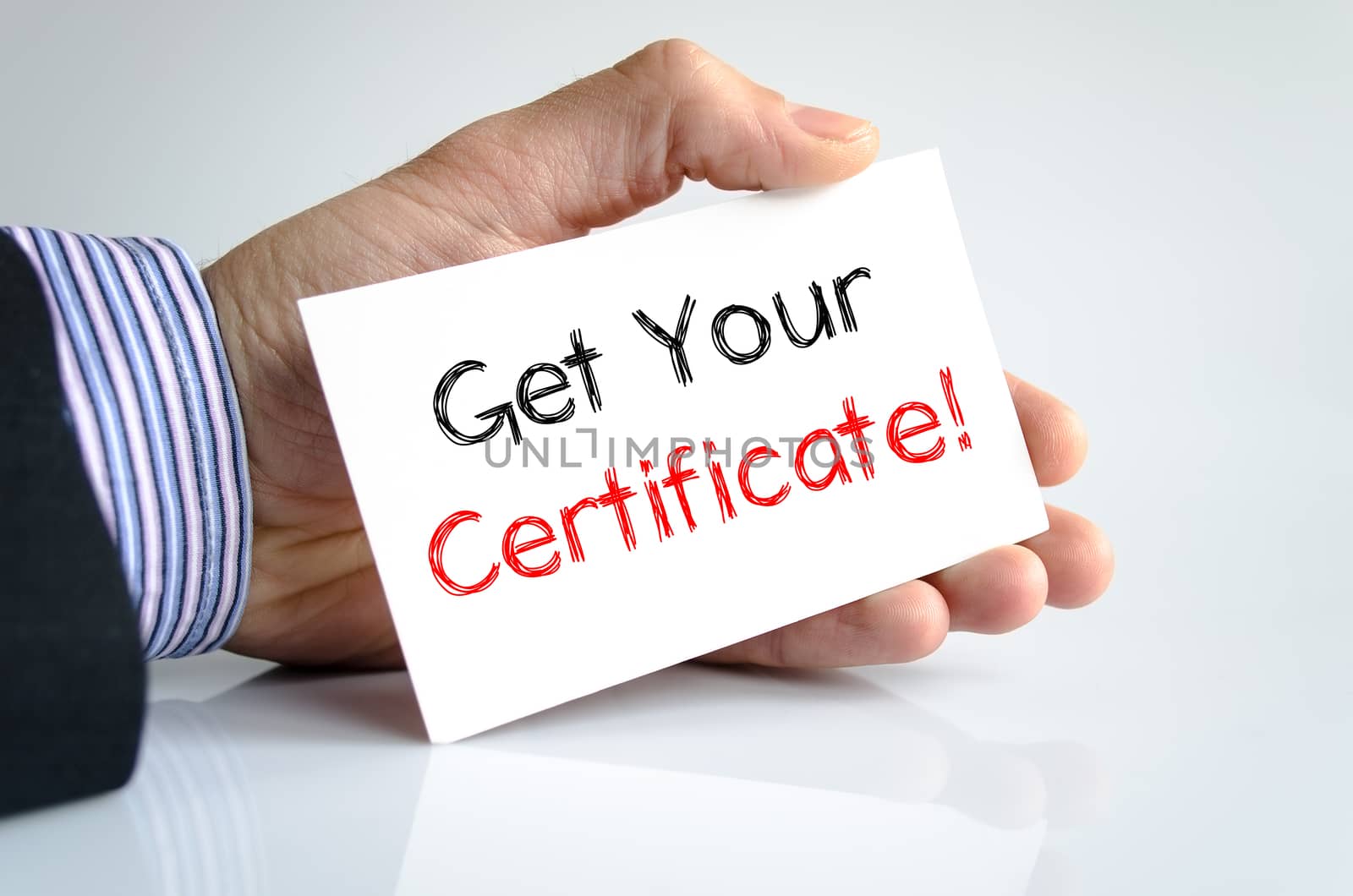 Get your certificate text concept isolated over white background
