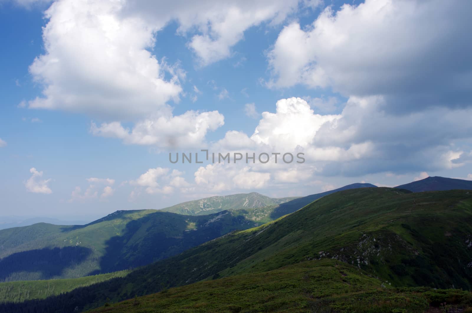 evening mountain plateau landscape (Carpathian, Ukraine)