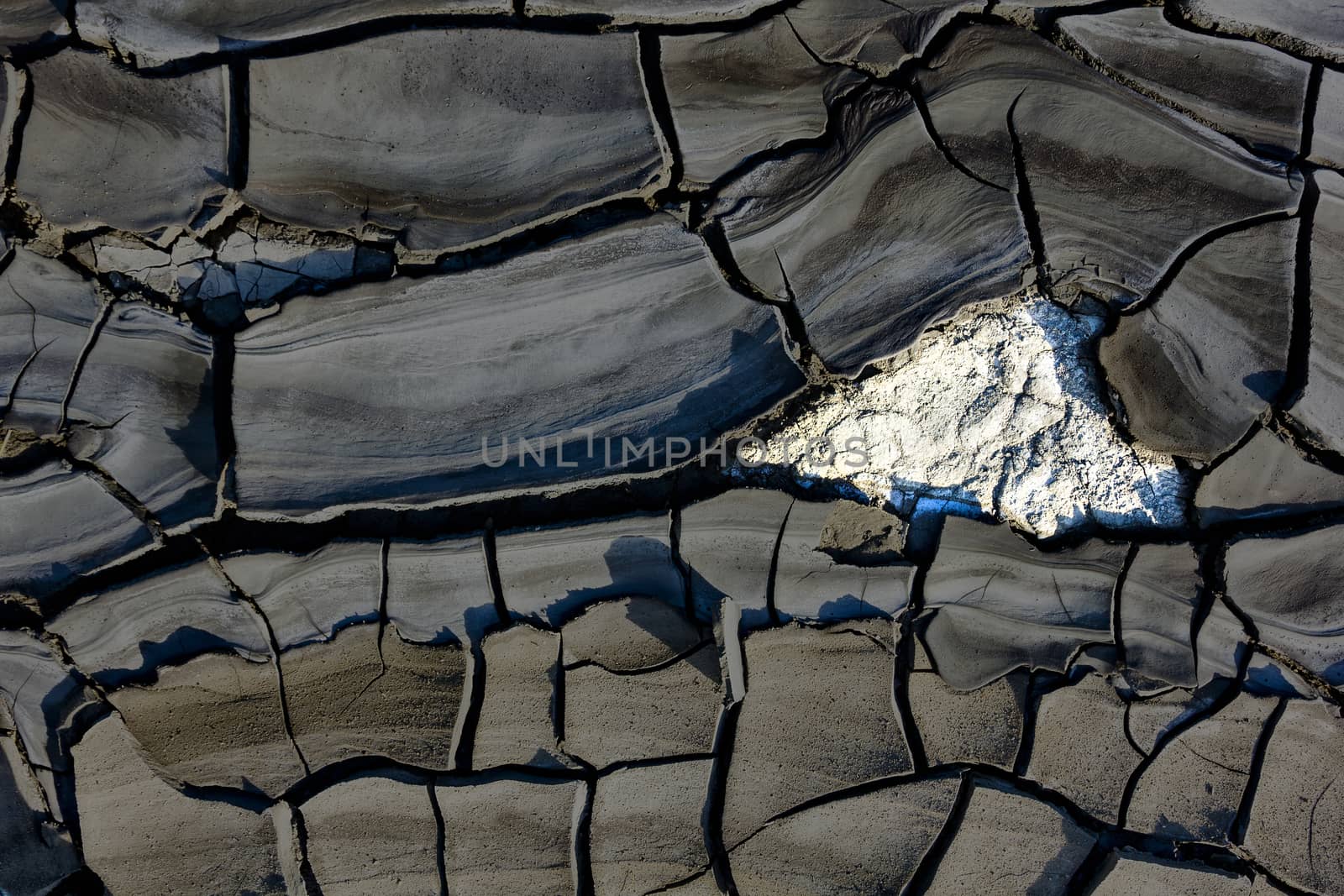Texture of dried river mud in Berca Buzau Romania