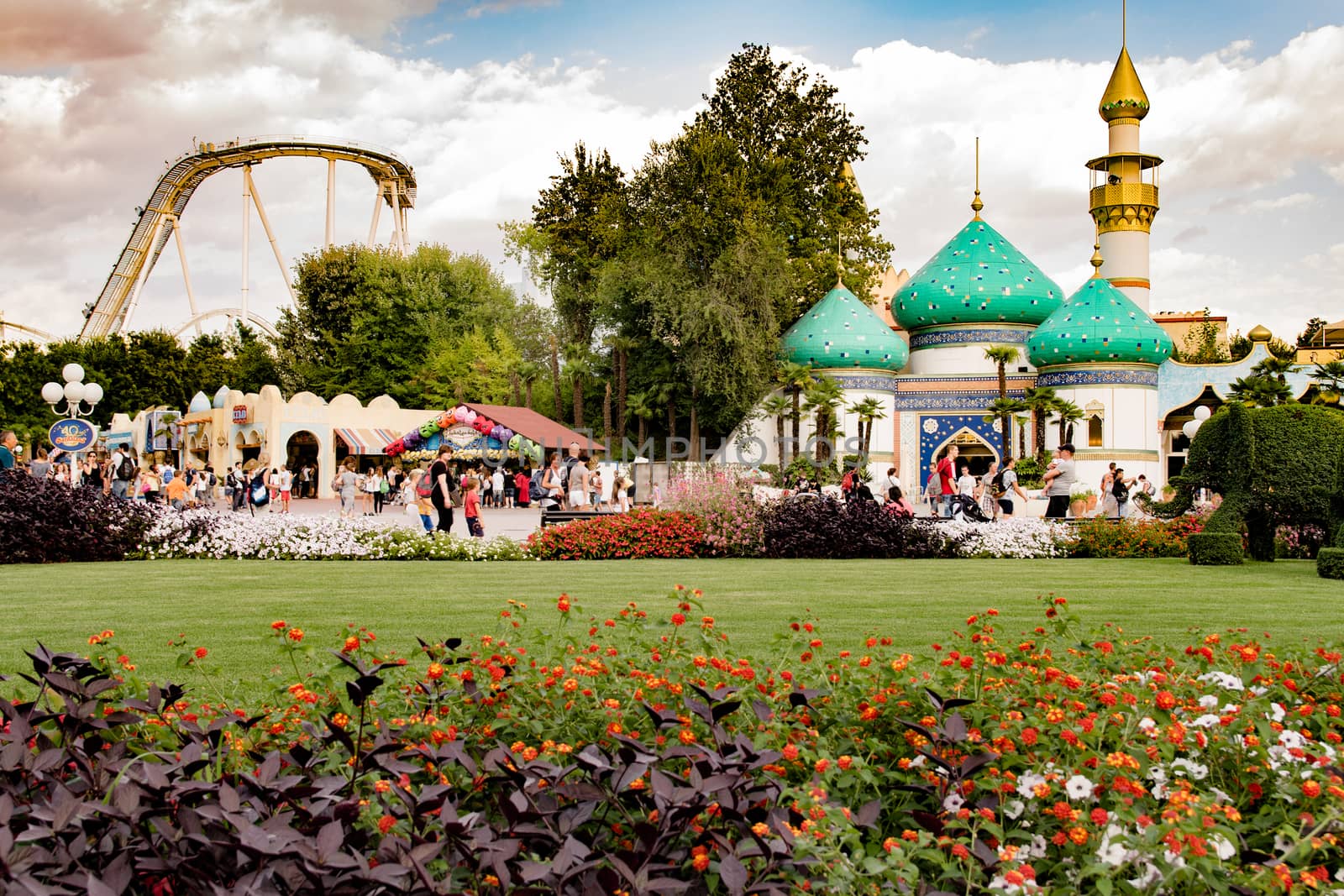 CASTELNUOVO DEL GARDA, Italy - September 08: Gardaland Theme Park in Castelnuovo Del Garda, Italy on Tuesday, September 8, 2015. Three million people visit the park on a yearly basis.