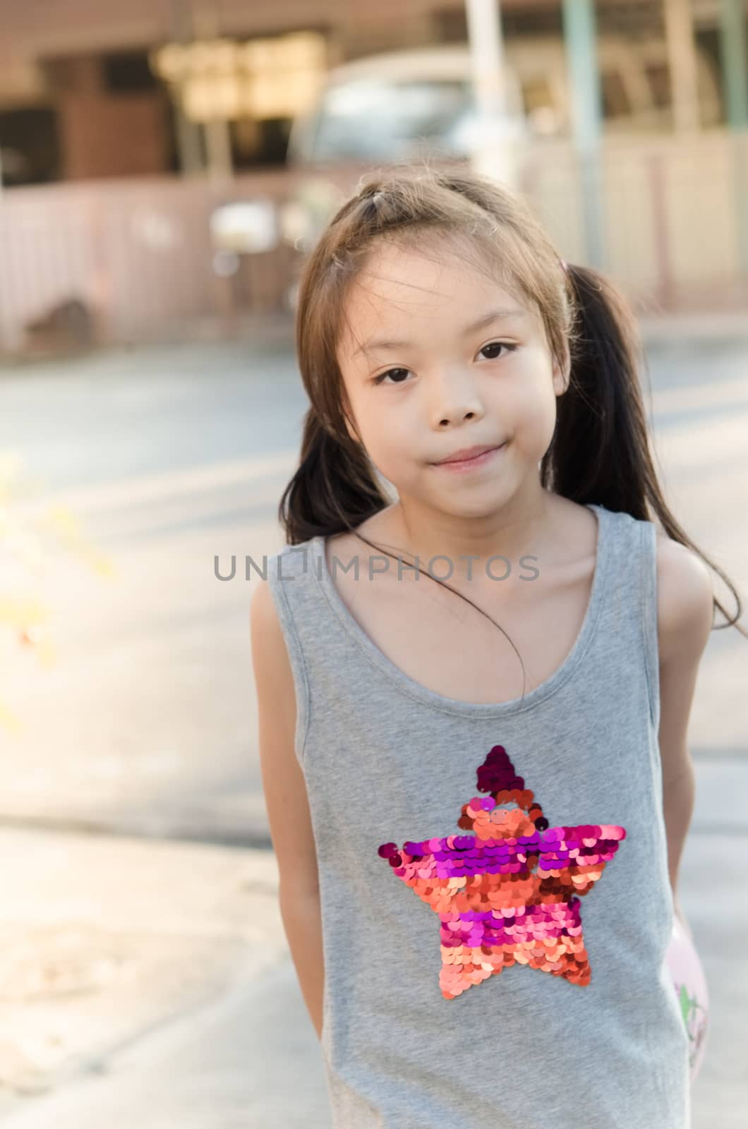 Closeup portrait of Asian little girl