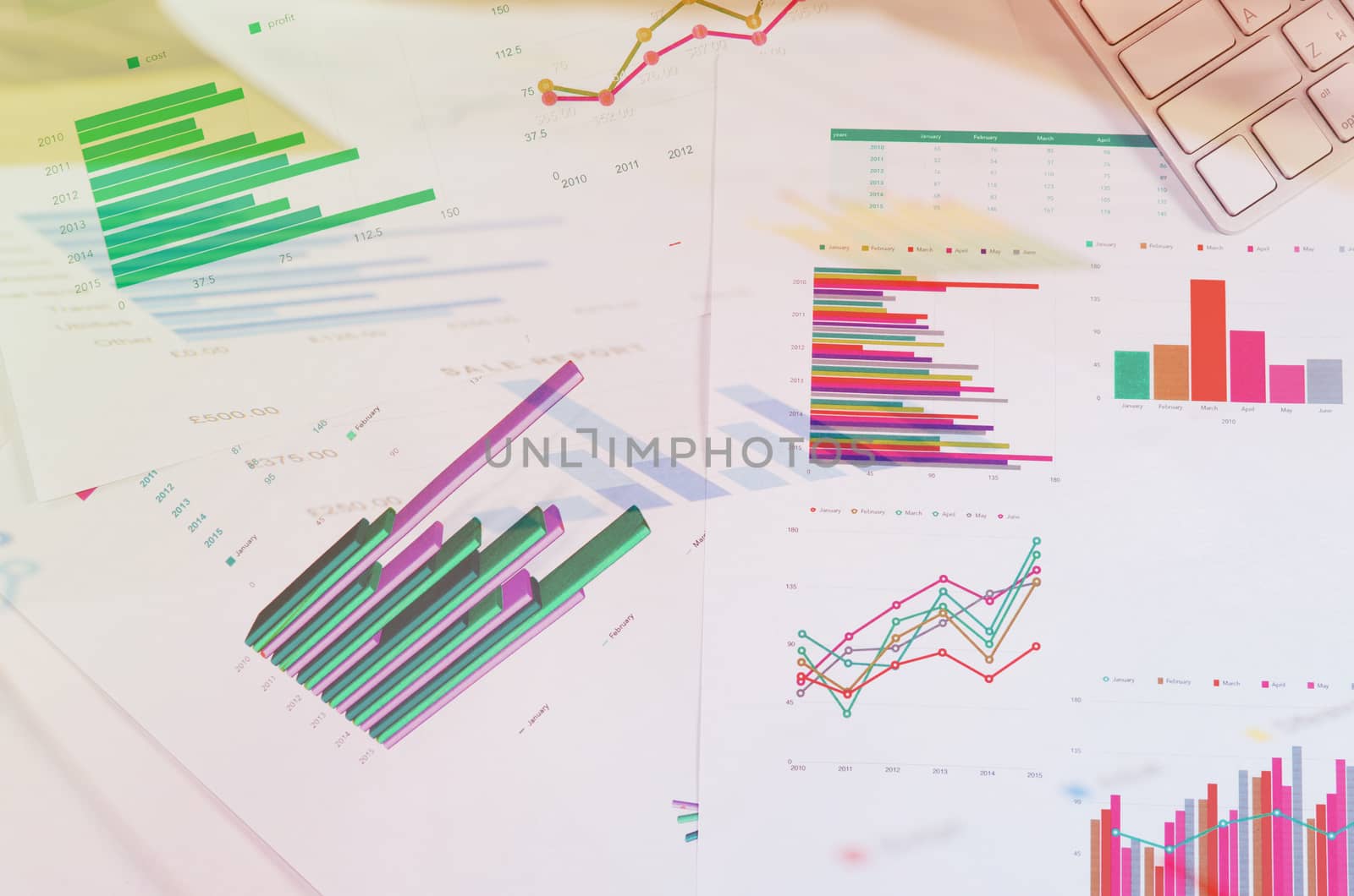 business documents with charts growth.style concept