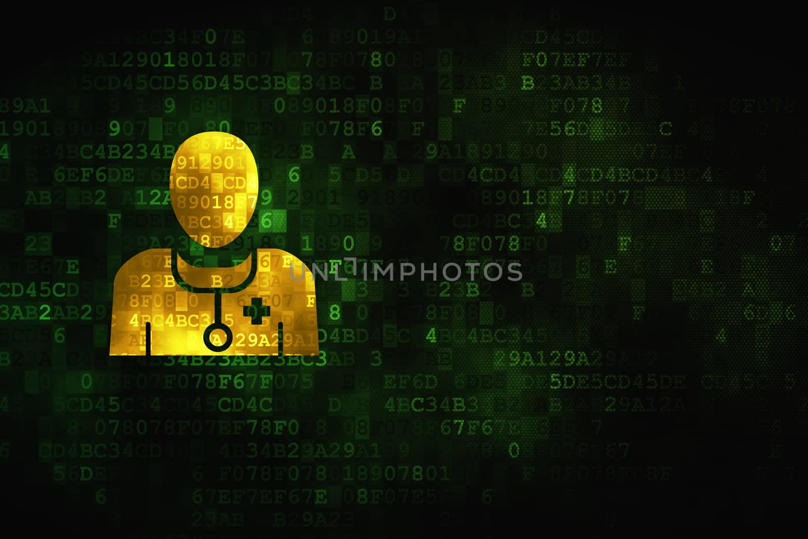 Medicine concept: Doctor on digital background by maxkabakov