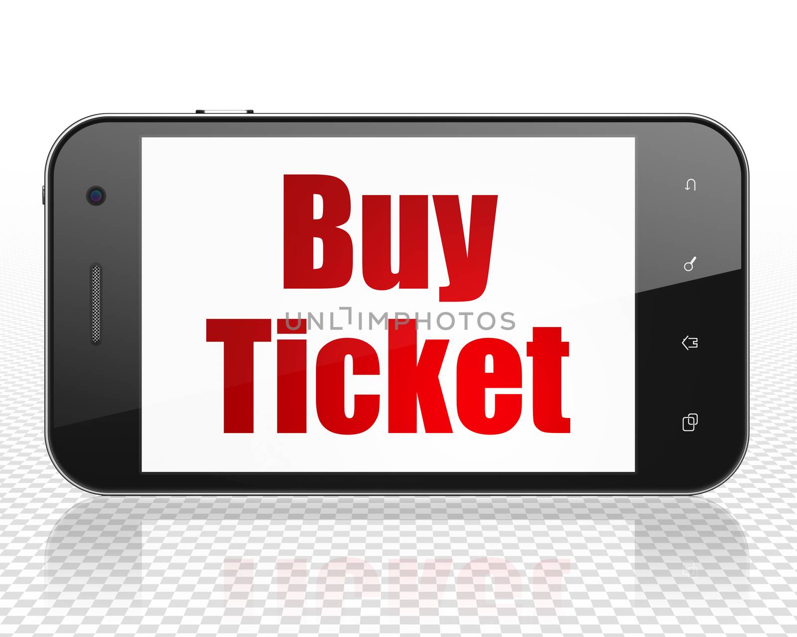 Vacation concept: Smartphone with red text Buy Ticket on display