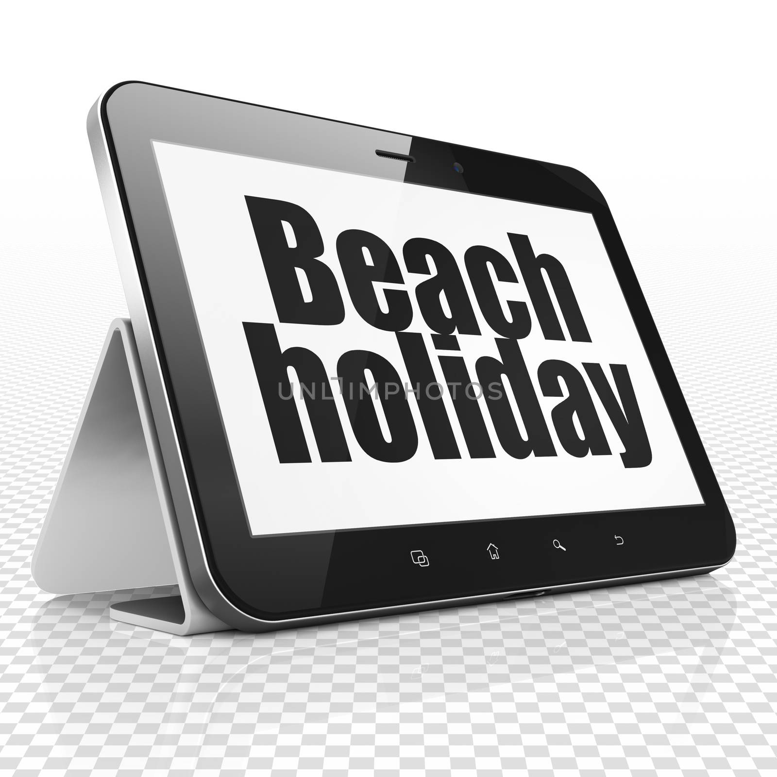 Travel concept: Tablet Computer with Beach Holiday on display by maxkabakov
