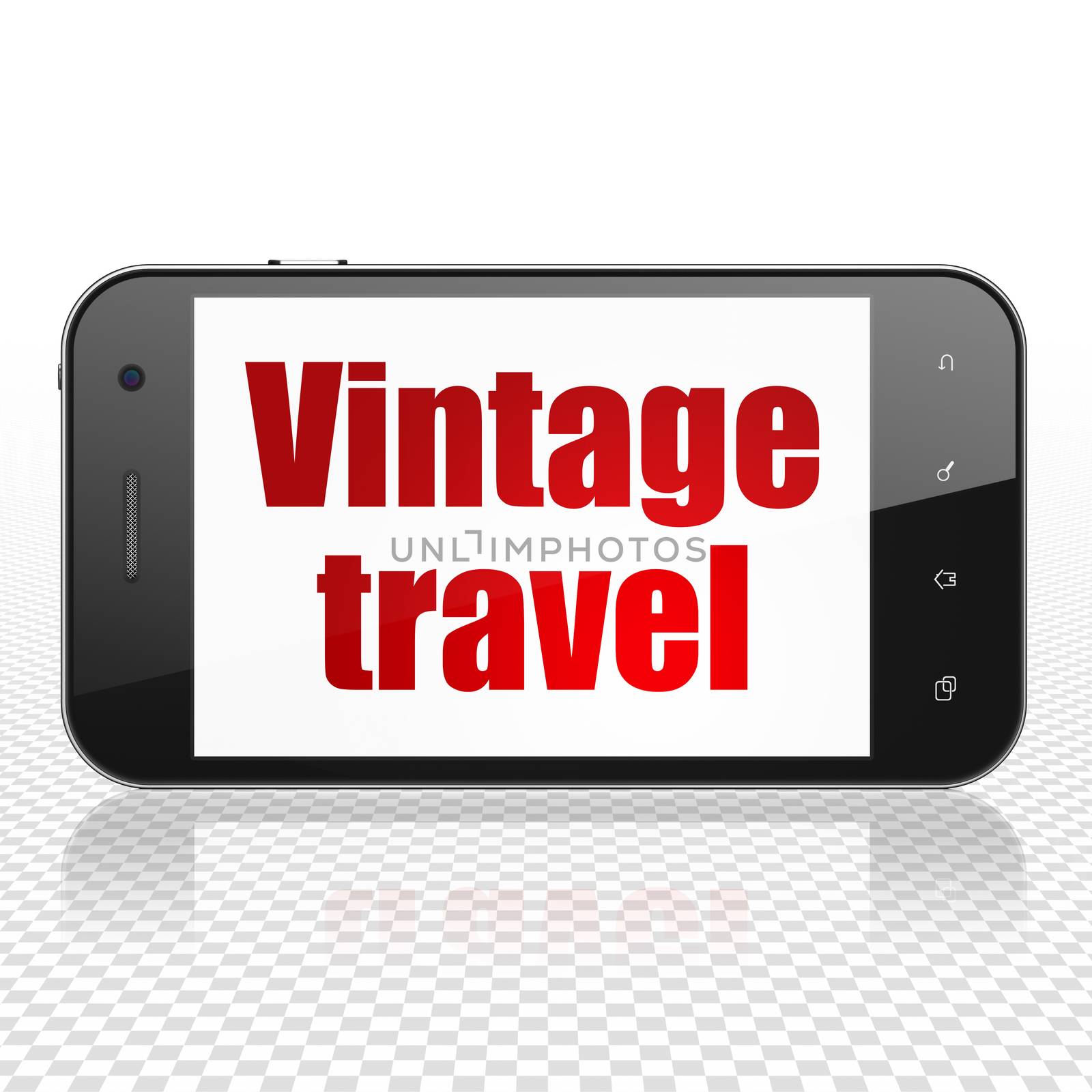 Travel concept: Smartphone with  red text Vintage Travel on display