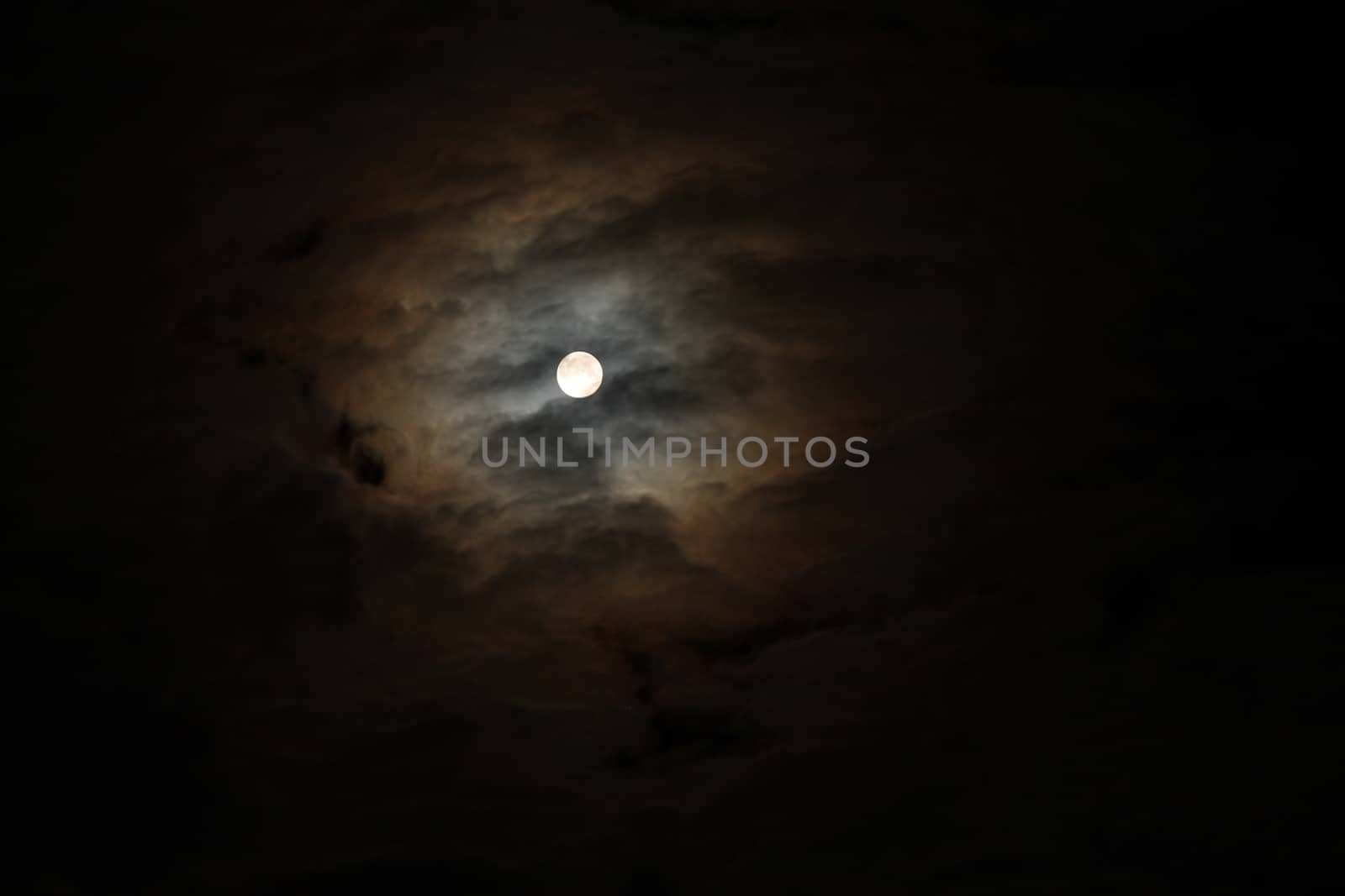 Cloudy sky, With moon