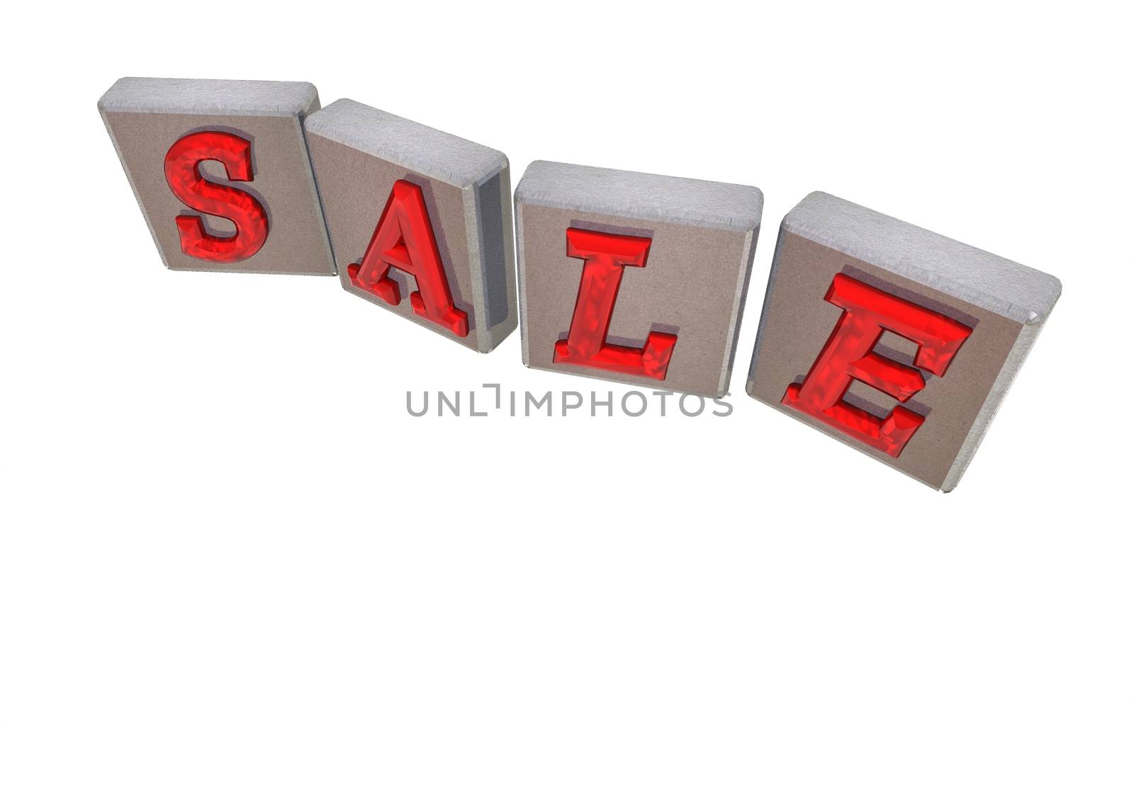 The SALE word made of blocks with letters