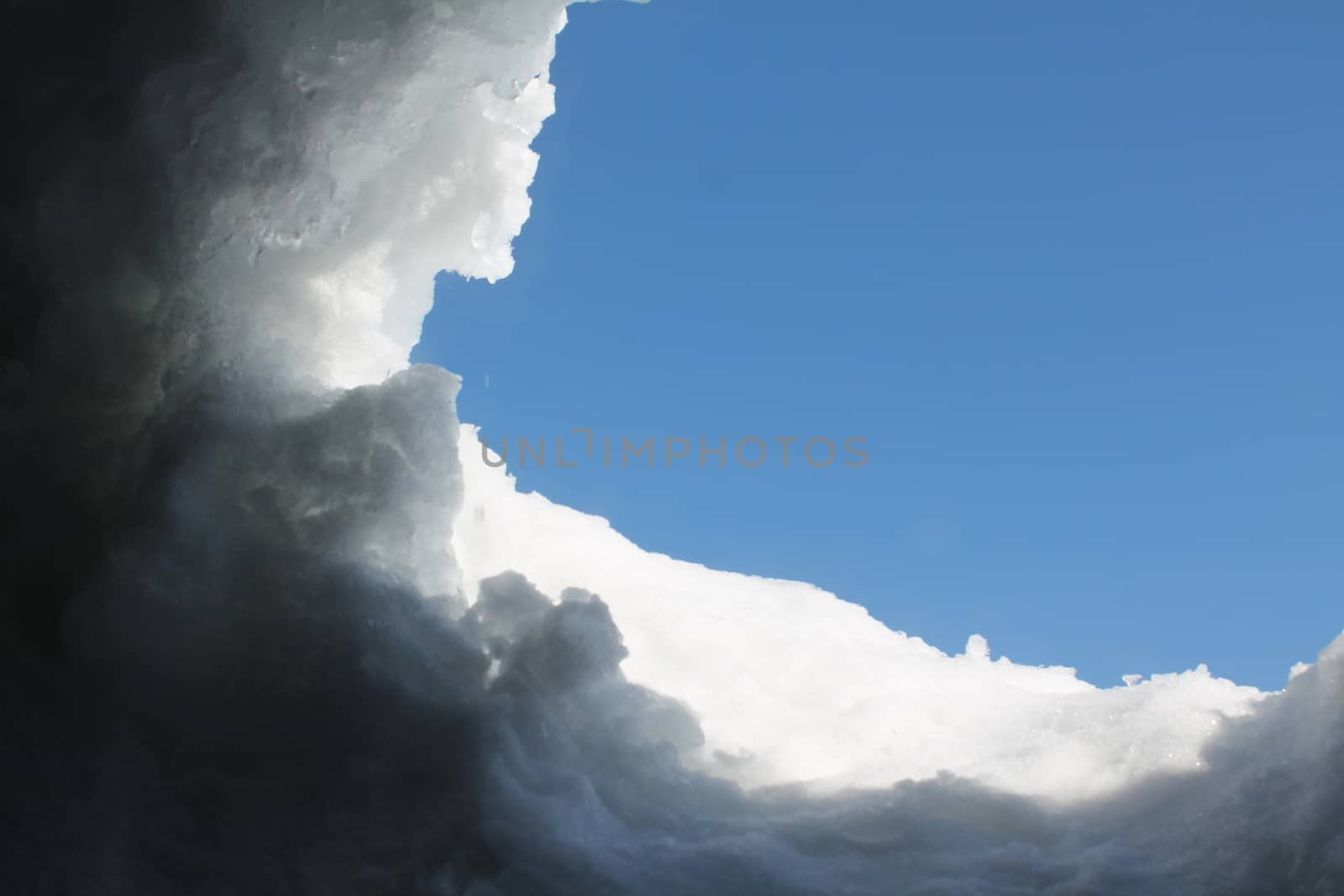 snow against the sky, close-up