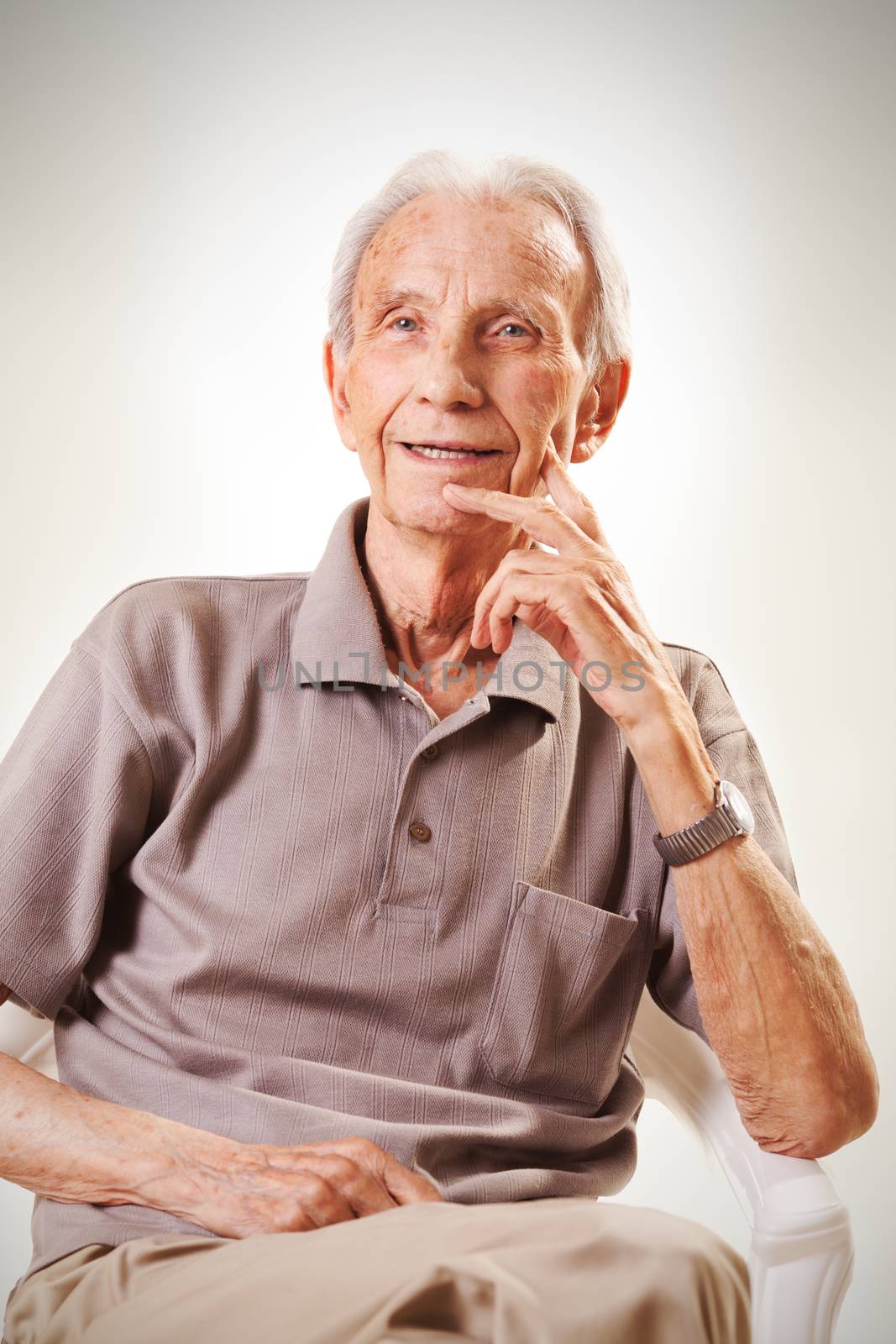 Elderly senior men sitting and remembering past