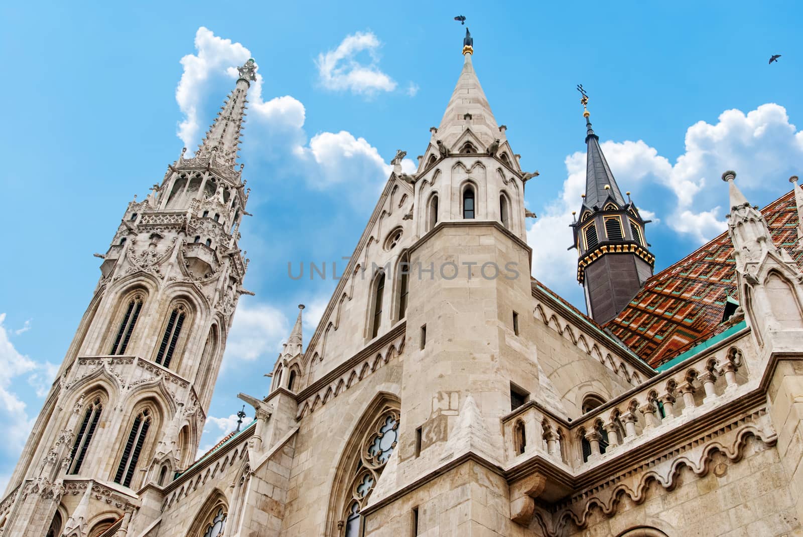 Budapest, Hungary. Matthias or Parish Church of Our Lady Mary was built in 13th century, now in Neo-Gothic architecture style landmark of hungarian country.