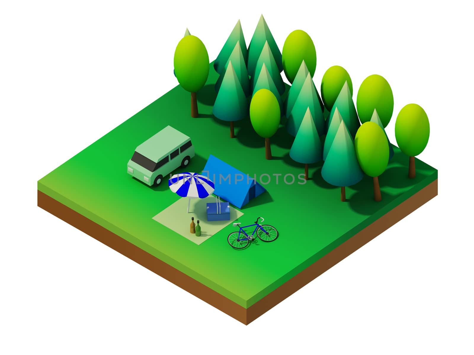 Isometric forest camping