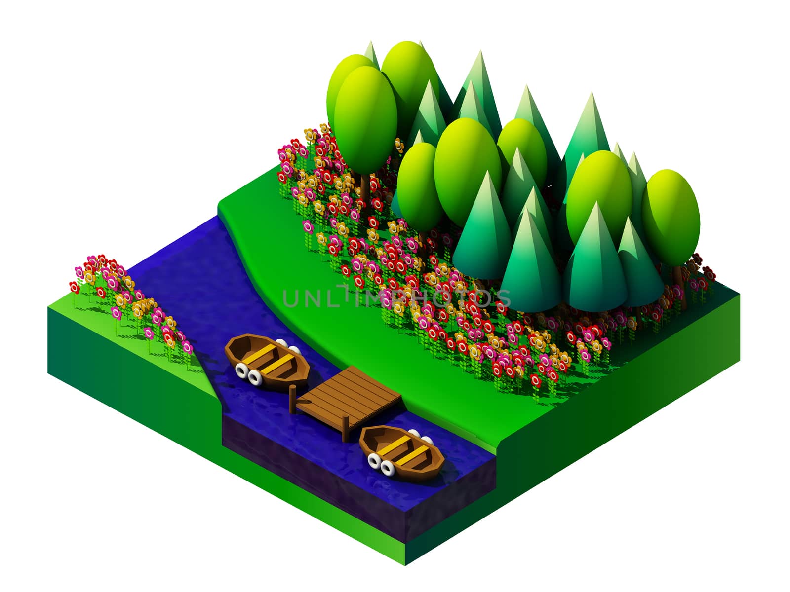 isometric nature and landscape by teerawit