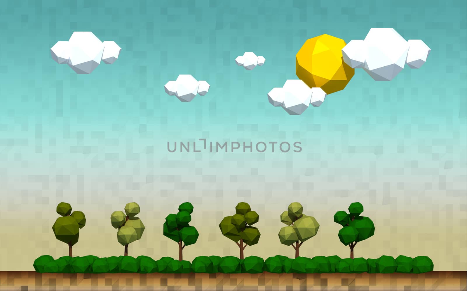 geometric tree landscape of a countryside