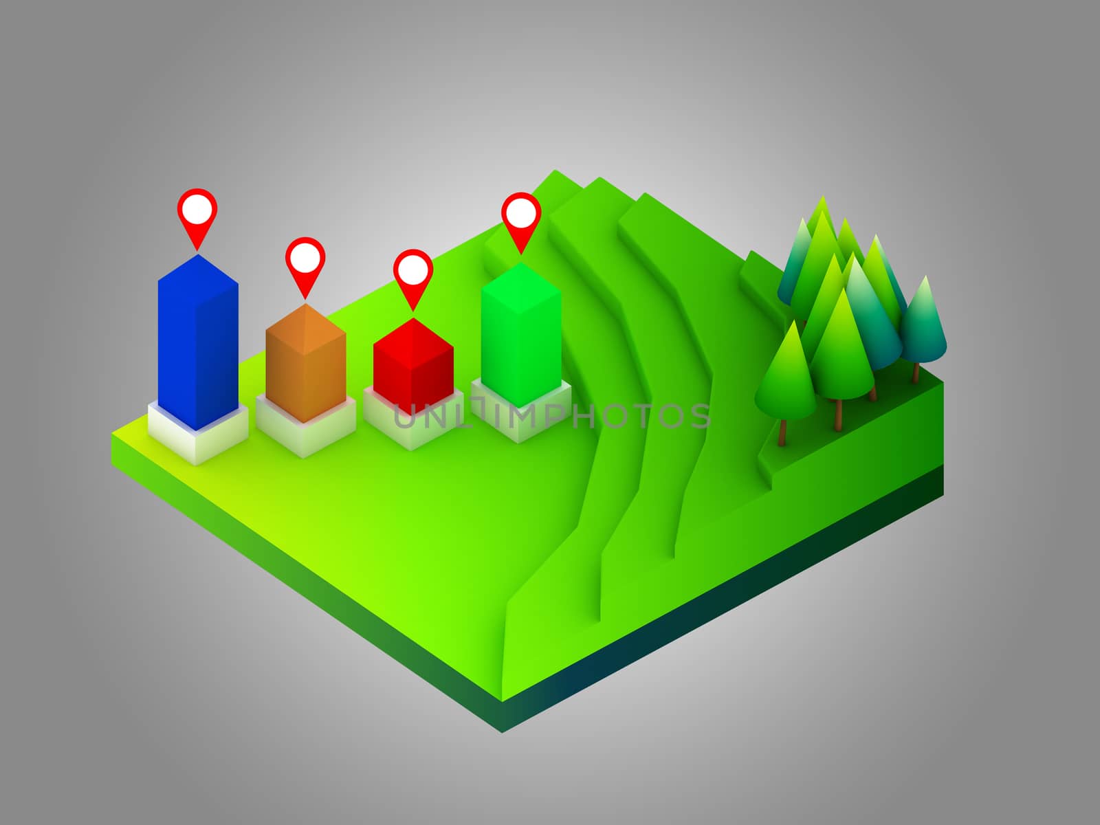 landscape concept isometric infographic,showing data analytics by teerawit