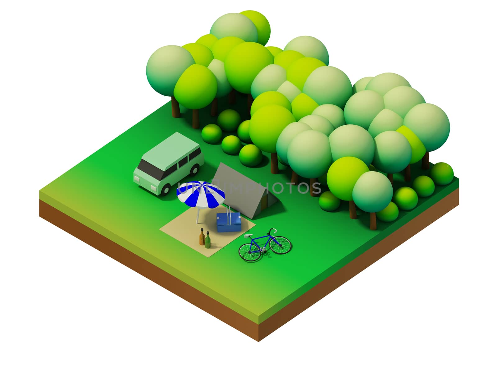 Isometric forest camping