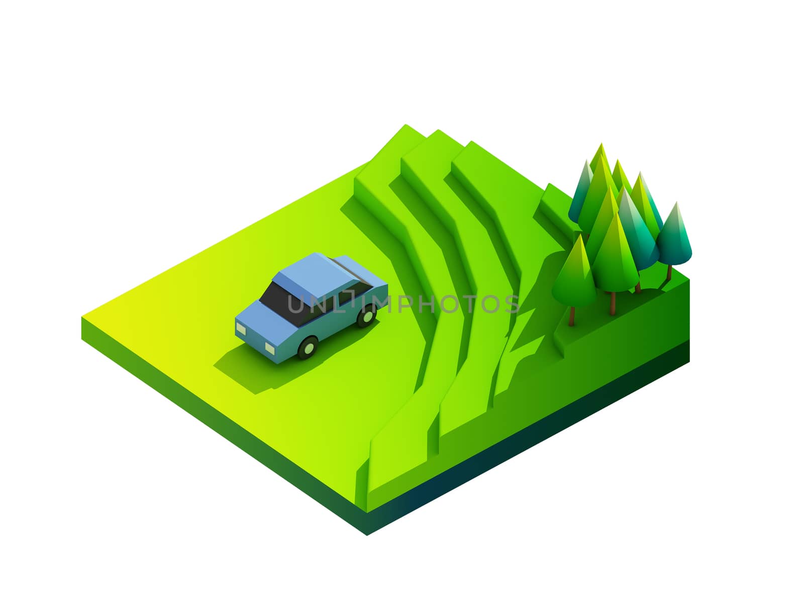 green earth concept in isometric view