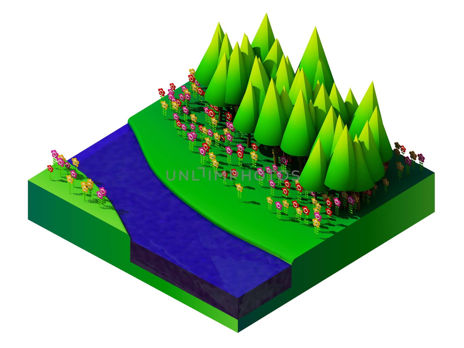 isometric nature and landscape by teerawit