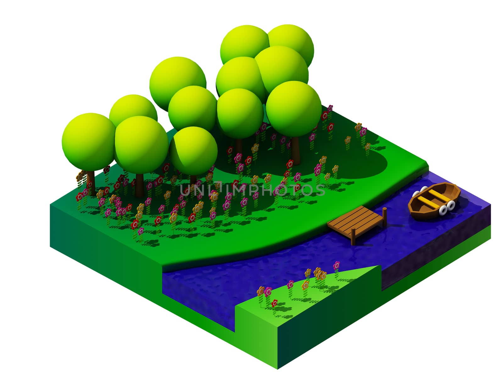 isometric nature and landscape by teerawit