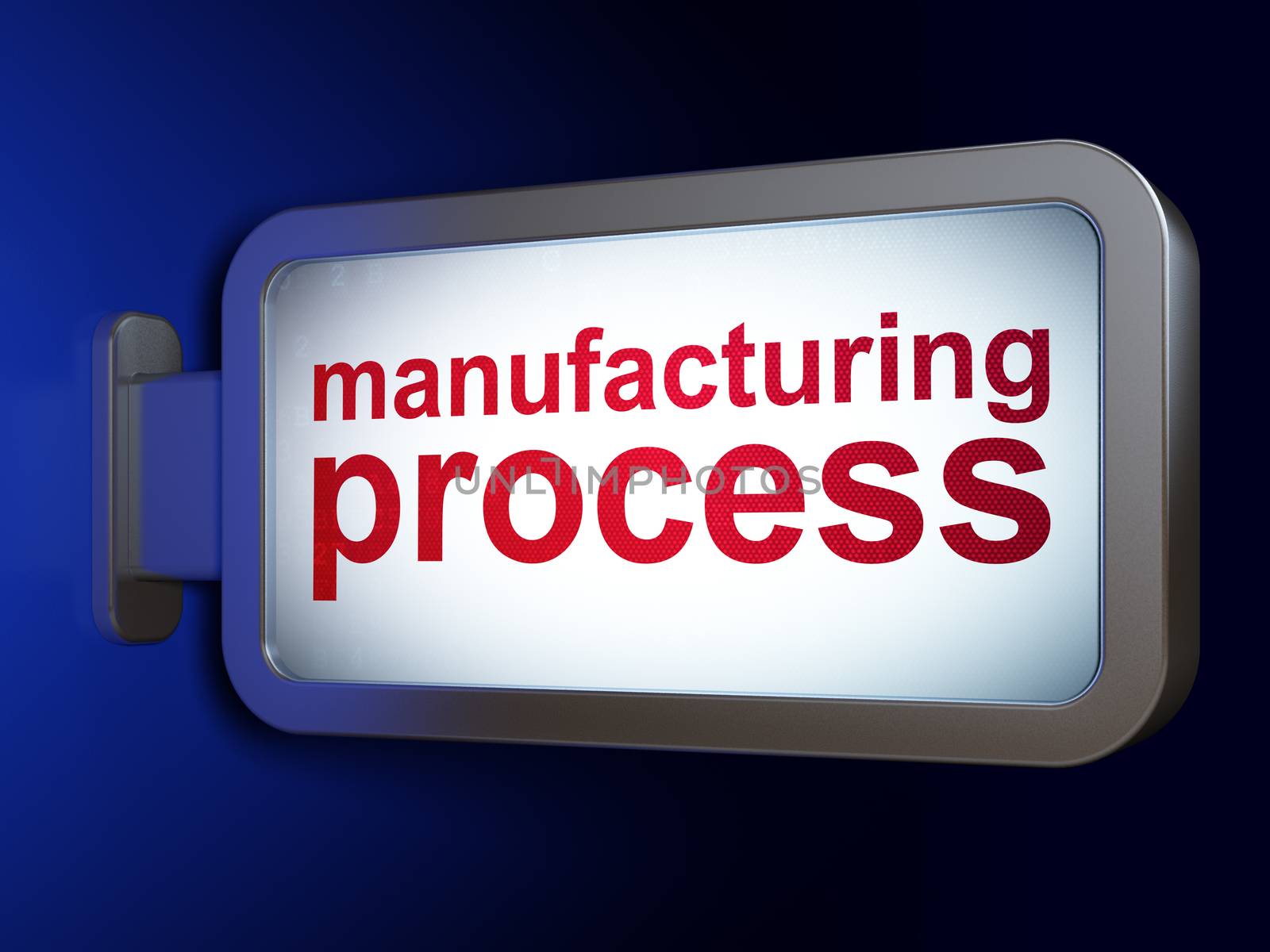 Manufacuring concept: Manufacturing Process on advertising billboard background, 3d render