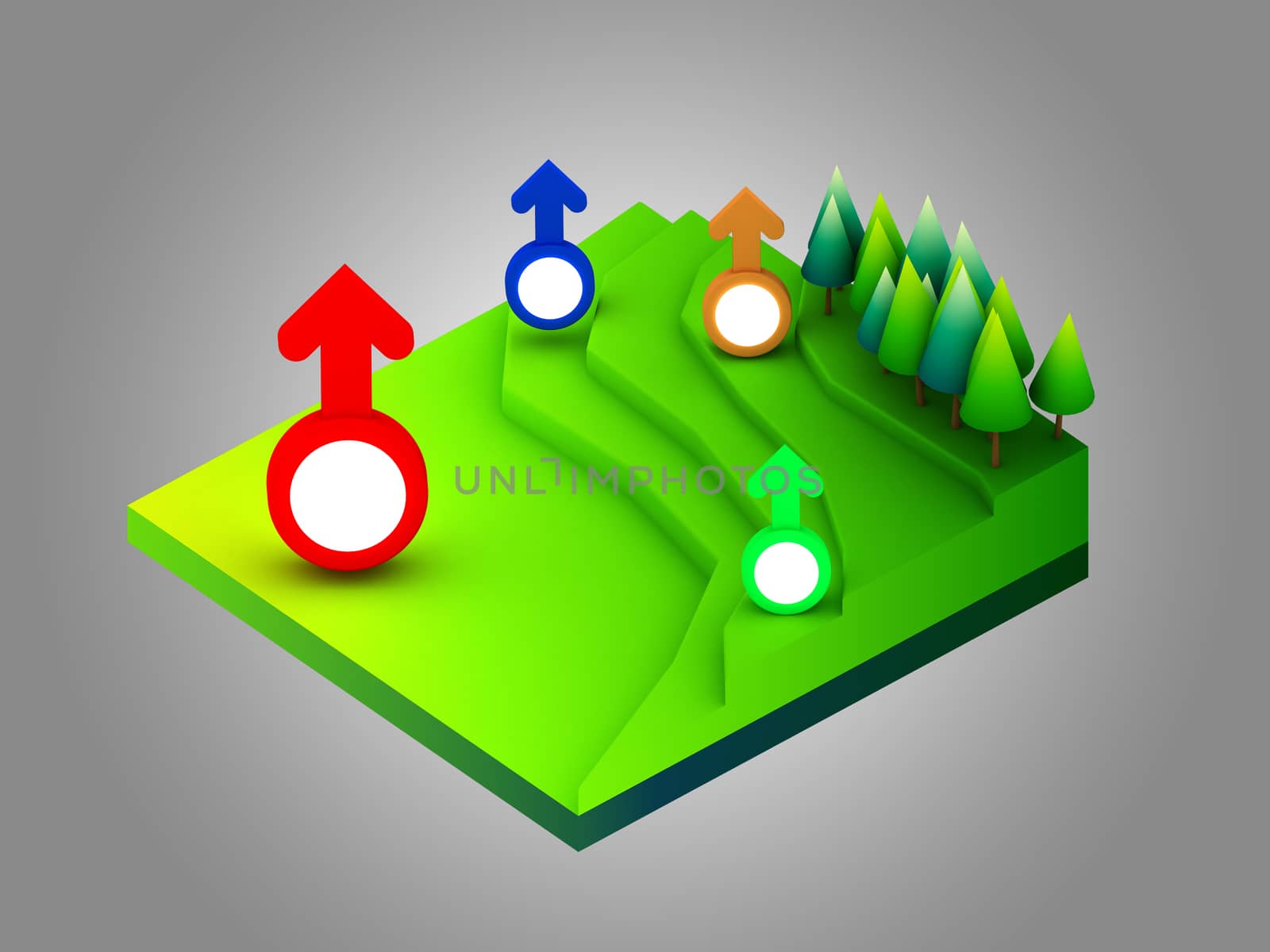 landscape concept isometric infographic,showing data analytics