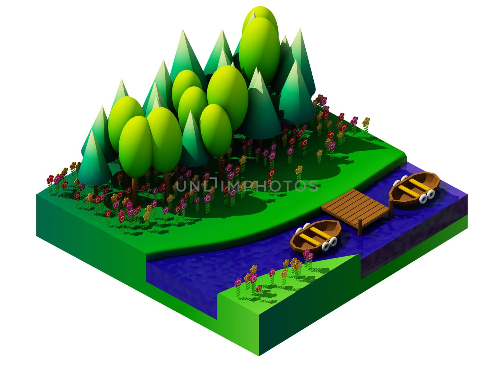 isometric nature and landscape