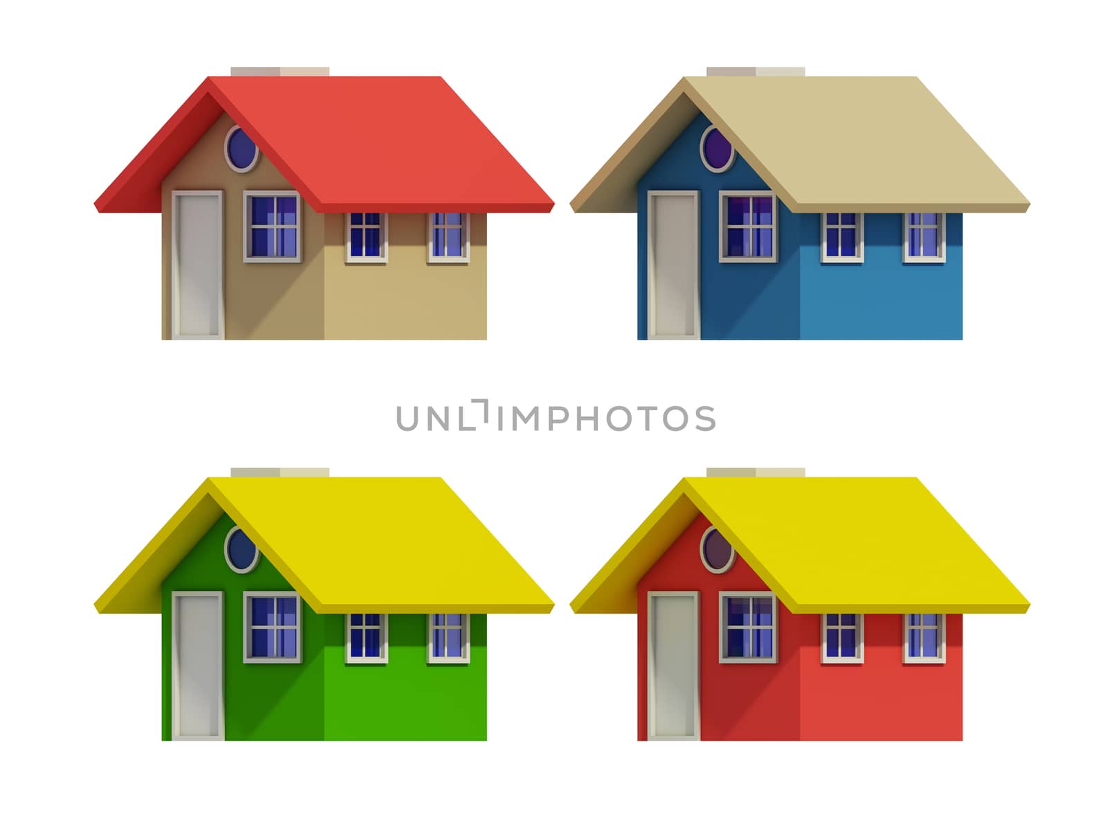 set of four houses with color changes by teerawit