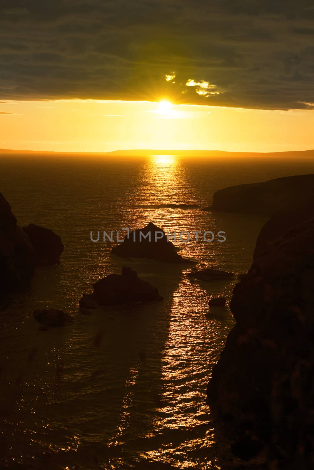 wild atlantic way sunset on the coastline of ballybunion county kerry ireland with wild grass in foreground