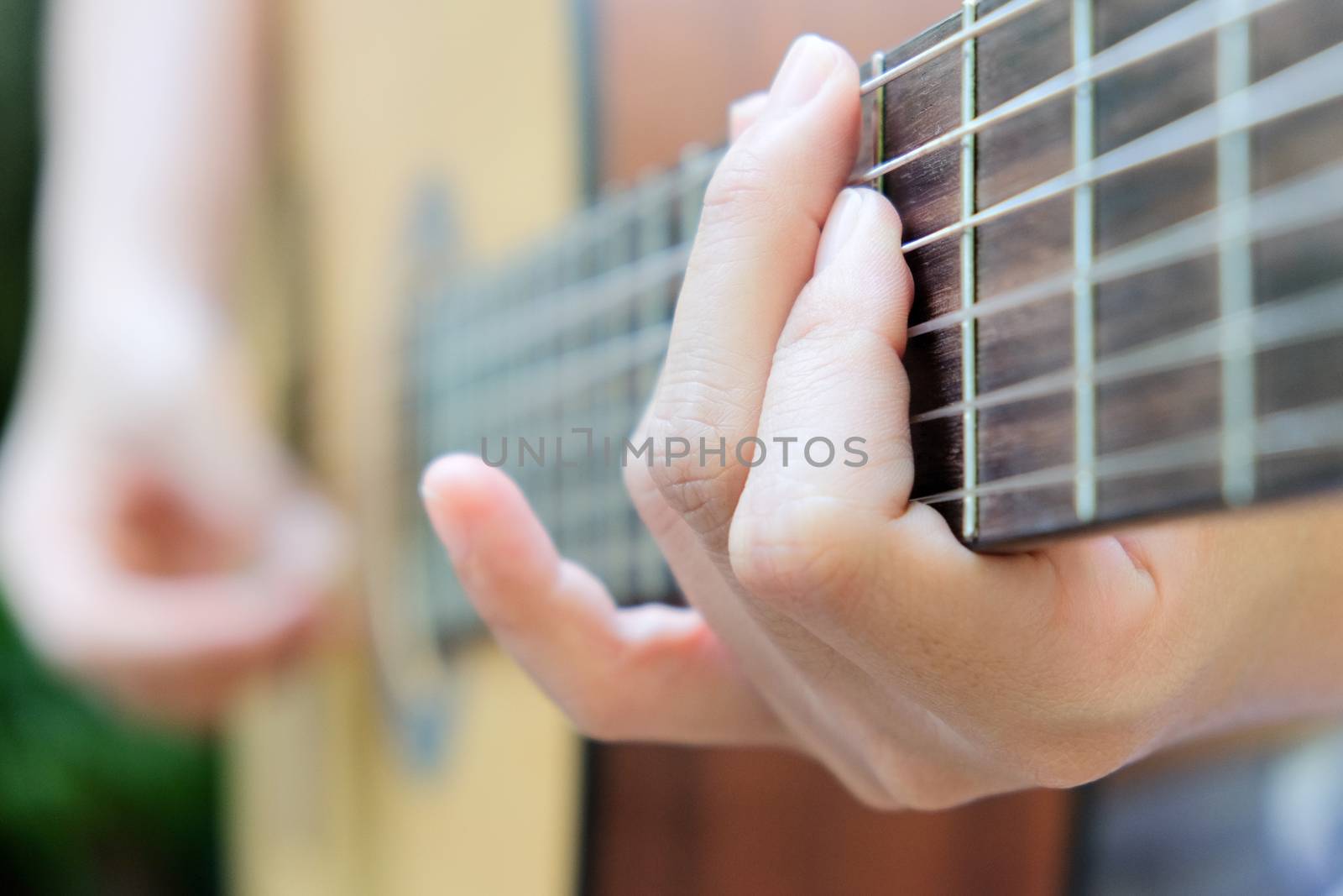 Close up image of Man playing his guitar Background