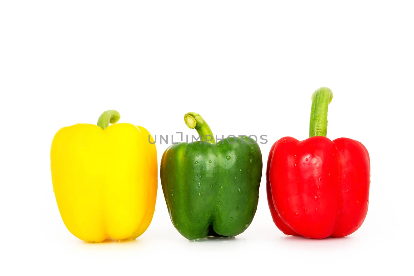 Bell pepper,3 colors capsicum or sweet pepper on white backgroun by Yuri2012