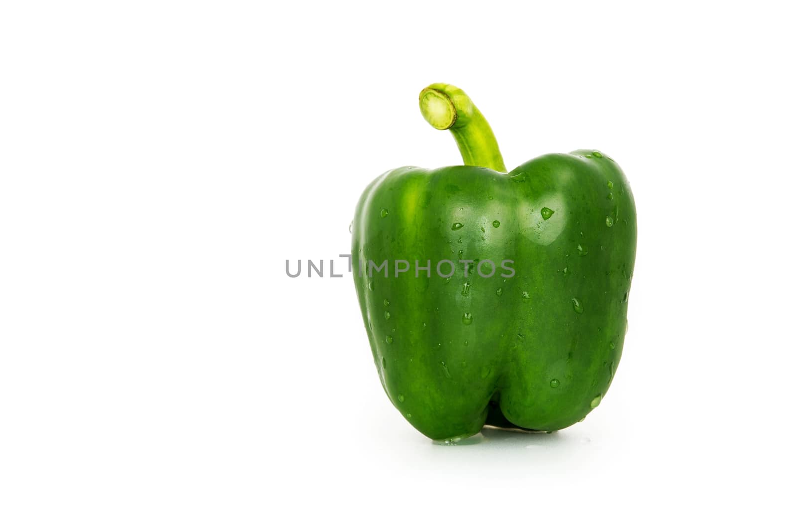 Green Sweet bell pepper (capsicum) isolated on white background