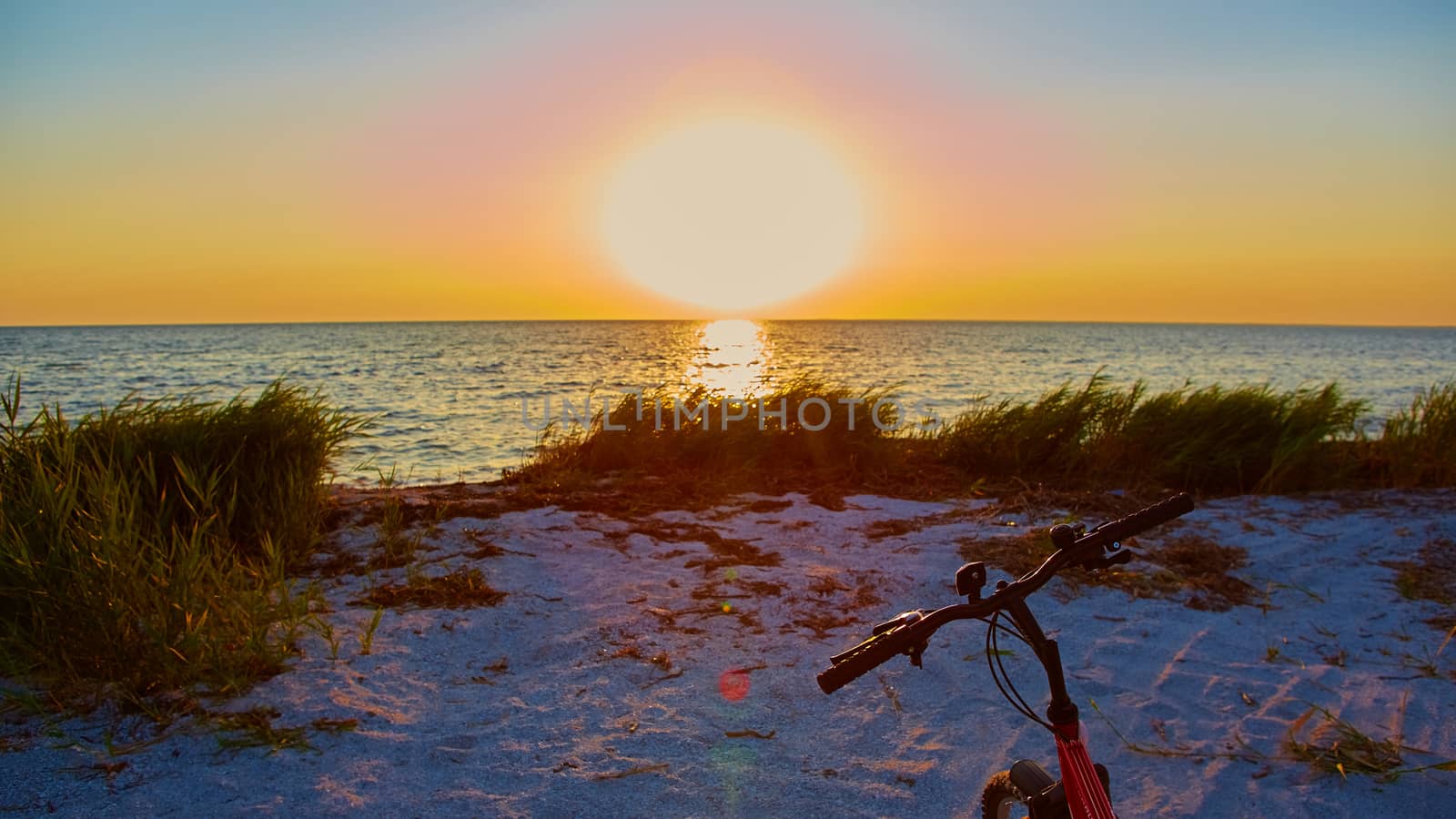 Bicycle at the beach on twilight time